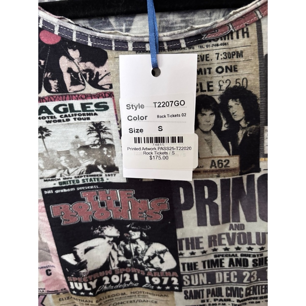 Printed Artworks Rock Tickets oversized t shirt size small - Picture 3 of 6